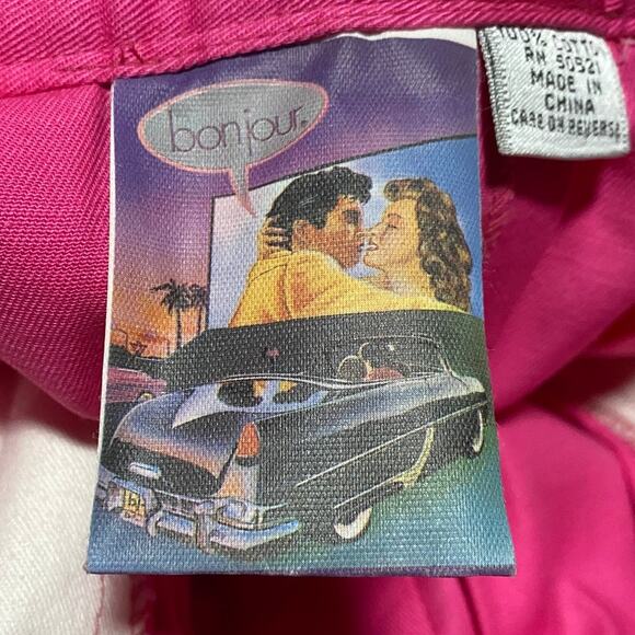 Vintage 80s Cotton Pleated Midi Skirt Button Front High Rise Pink NEW Womens 2/4 - Picture 8 of 9